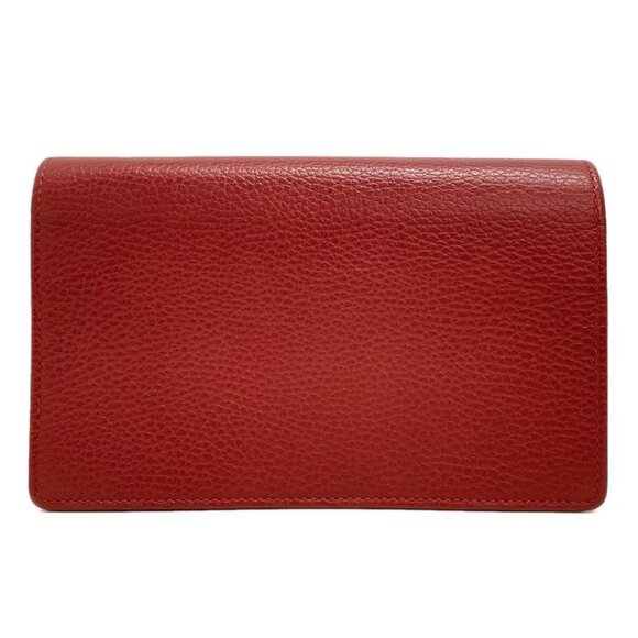100% Authentic GUCCI GG Marmont Leather MIni Chain Bag Red Leather 607-112224 - Picture 2 of 10